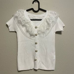 NWT Frilly Lace White Top